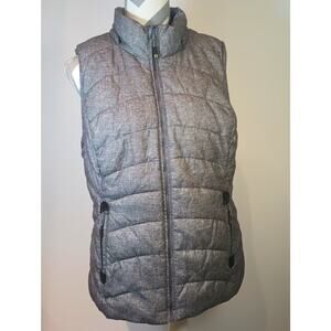 Green Tea Sherpa Zip Winter Vest Womens LRG Side Pockets Faux Fur Lining No hood